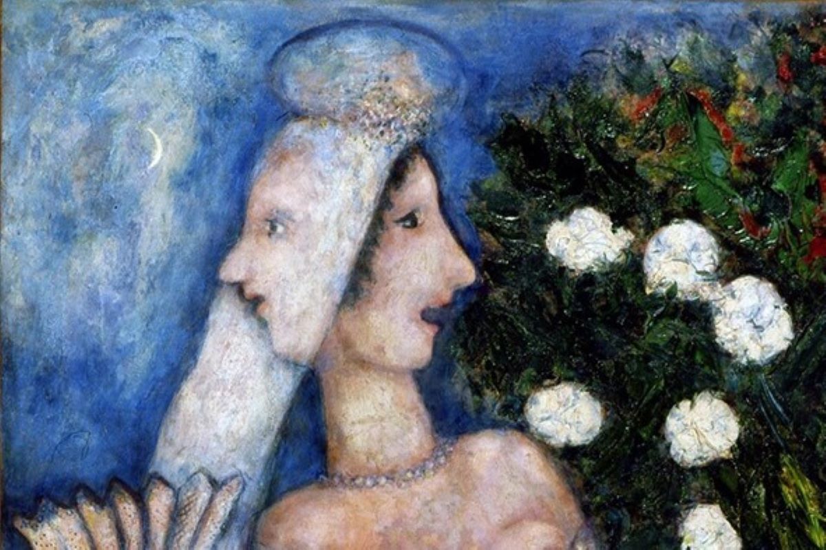 Immagine di un dipinto di Chagall con una donna con sue volti