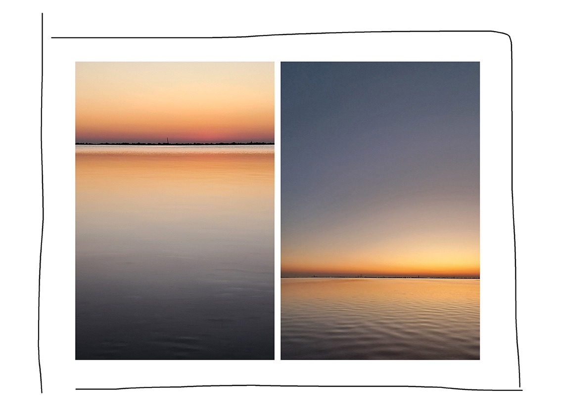 due fotografia che ritraggono un'alba