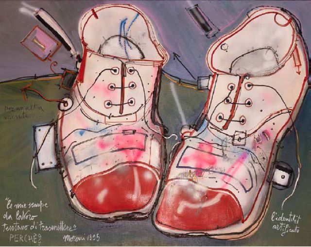 Foto del dipinto con le scarpe di Moreni