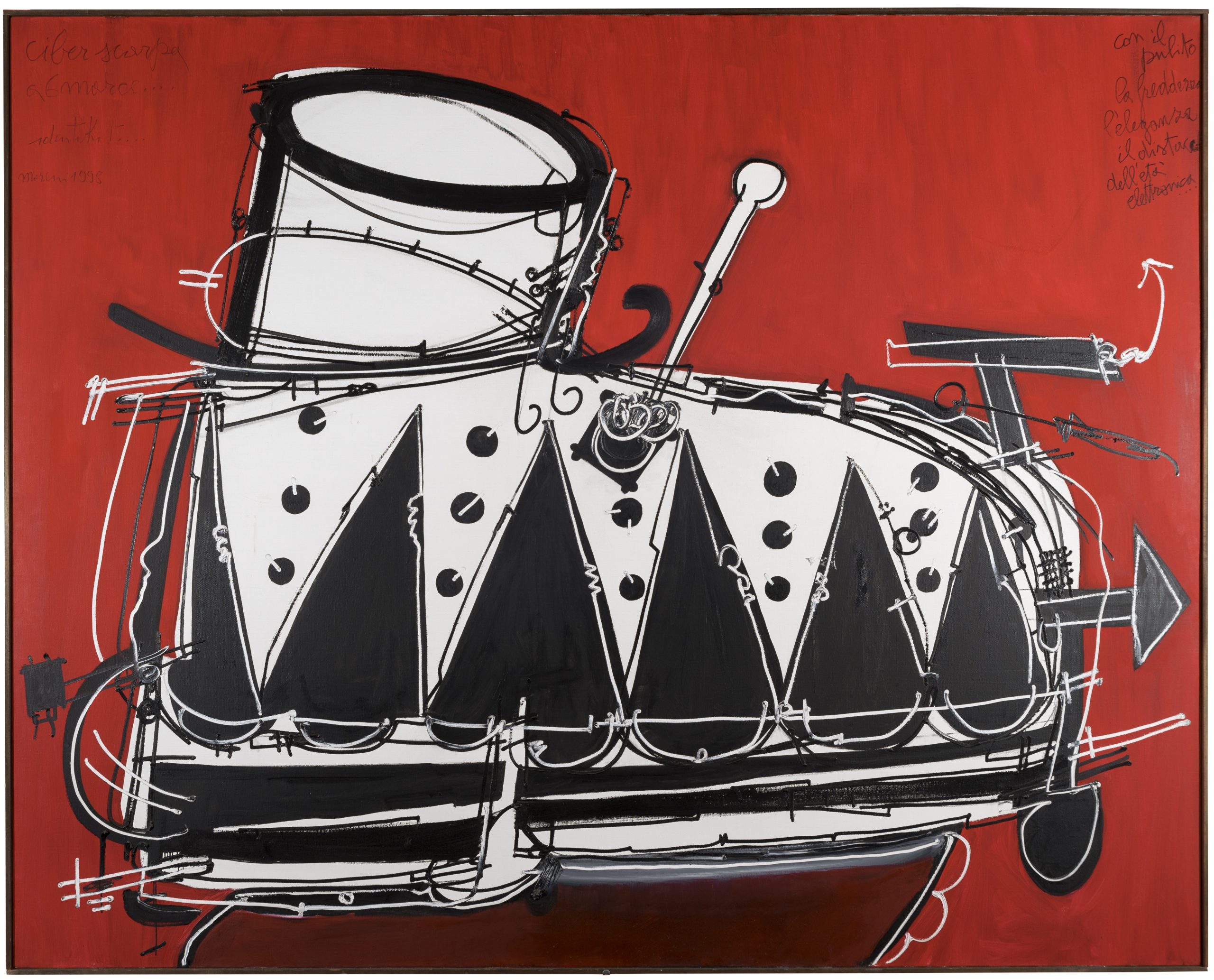 riproduzione dell'opera: Mattia Moreni, Ciber scarpa a 6 marce …, 1998