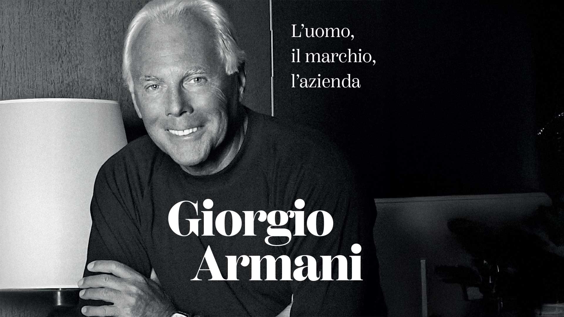 copertina del libro con foto di Giorgio Armani