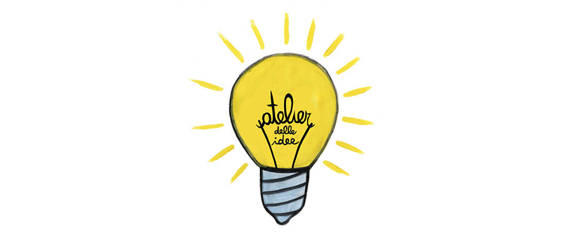 disegno di una lampadina simbolo dell'atelier delle idee